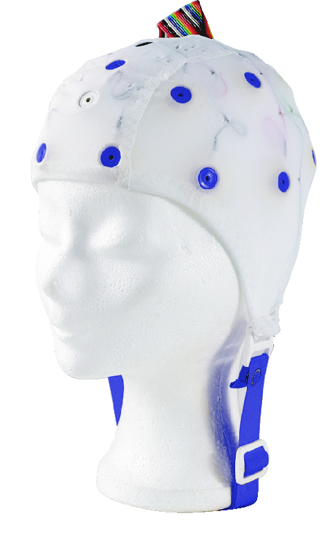 EEG čepice - bílá barva látky  bez prostupu na uši: L (59 – 63 cm) - DOPRODEJ