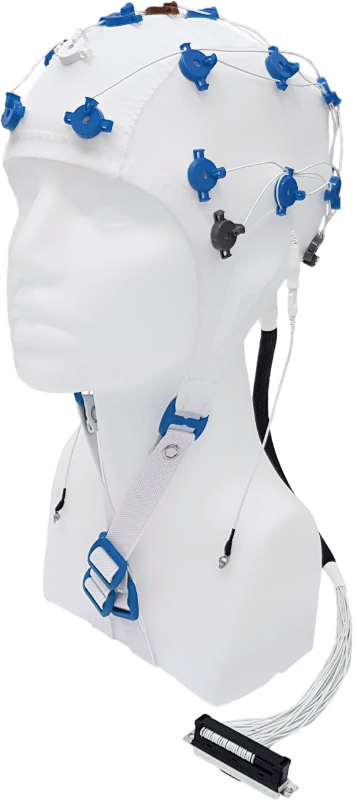 EEG čepice FlexiCAP 19+6 kanálů - nový IFCN standard: L (59 – 63 cm), modrá, NEOBSAHUJE KABEL PRO PŘIPOJENÍ 45-893