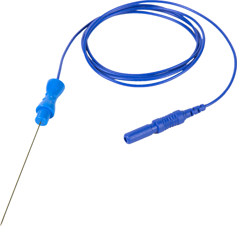 Jednorázové monopolární jehlové elektrody Technomed: 50 x 0,45 mm, tužková, modrá, kabel 75 cm, 25 ks 