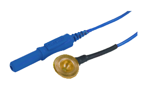 Kalíšková elektroda 9mm Au (zlacená): modrá, kabel 1,5 m