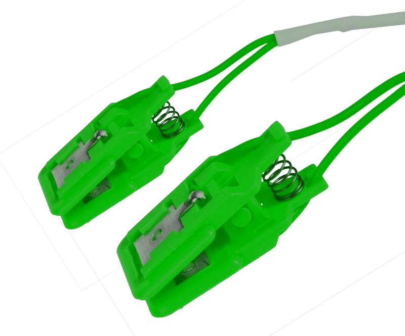 Pár ušních elektrod Sn (cín), plastový klips: zelená