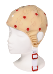 EEG čepice - béžová barva látky s prostupem na uši: M (55 – 59 cm, červená)