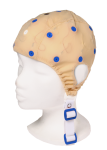 EEG čepice - béžová barva látky s prostupem na uši: L (59 – 63 cm, modrá)